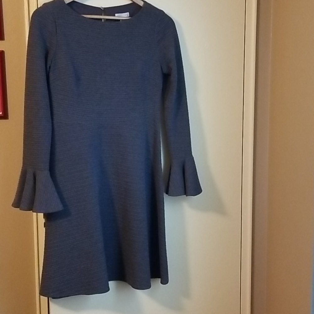 London Times Gray bell sleeve sweater dress